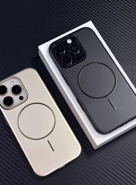 简约磨砂肤感细圈磁吸适用苹果16promax轻薄iphone15Pro金属漆手机壳14pm超薄磨砂ip13全包16e防摔12保护套11