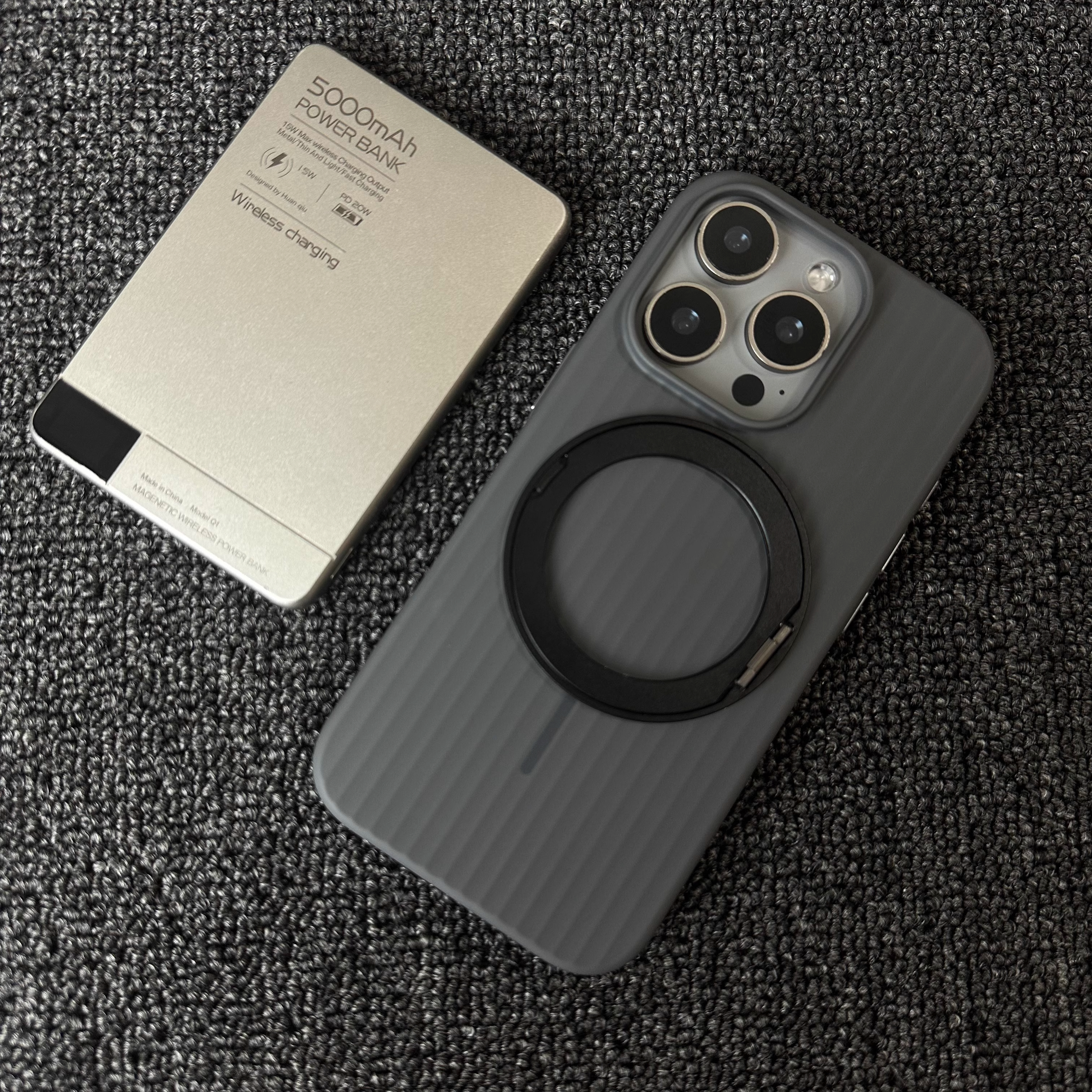 磁吸【uv准分子360旋转支架】适用苹果16promax手机壳iPhone15Pro磨砂防滑瓦楞纹14pm超薄散热ip13男女保护套