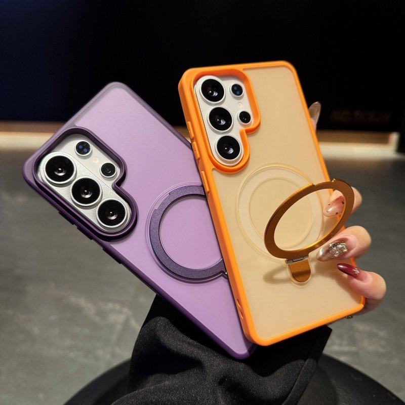 支点支架磁吸充电适用三星s26ultra透明磨砂磁吸支架手机保护壳s25plus全包防摔保护套s24肤感R2半透抗指纹磨