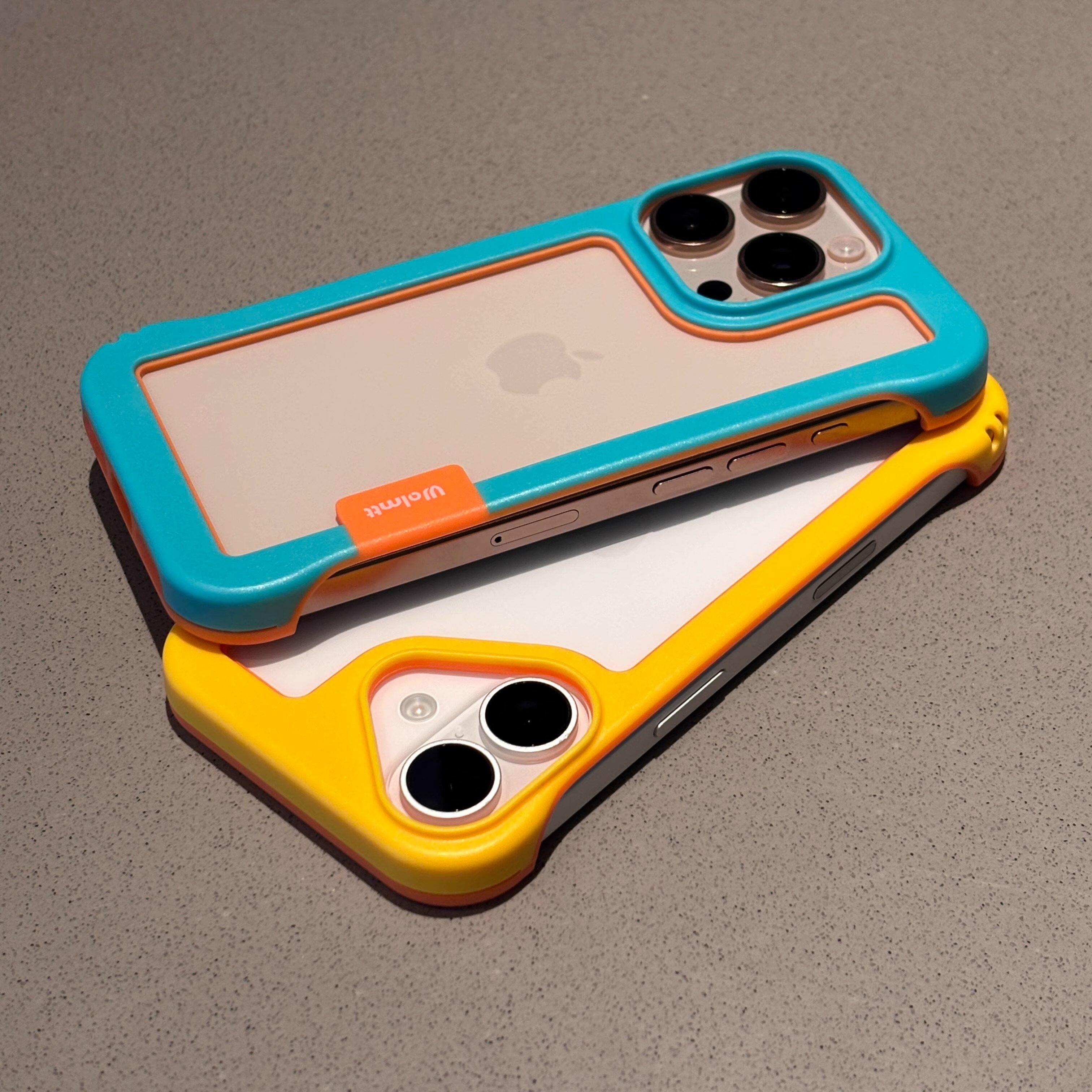 夏季散热手机壳适用苹果17保护壳iPhone13透气撞色框17promax潮流边框壳14手机保护壳简约5新款16Pro创意镂空