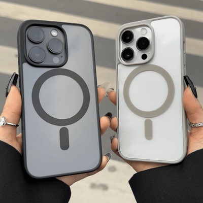 肤感磁吸钛金灰适用iphone16pro苹果13手机壳15promax透明14防摔15无线充电magsafe保护套16车载12亚克力简约