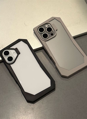 黑色高颜值不规则边框适用苹果16promax手机壳iPhone15promax钛灰色14男女新爆款13简约16pro透明12/11保护套