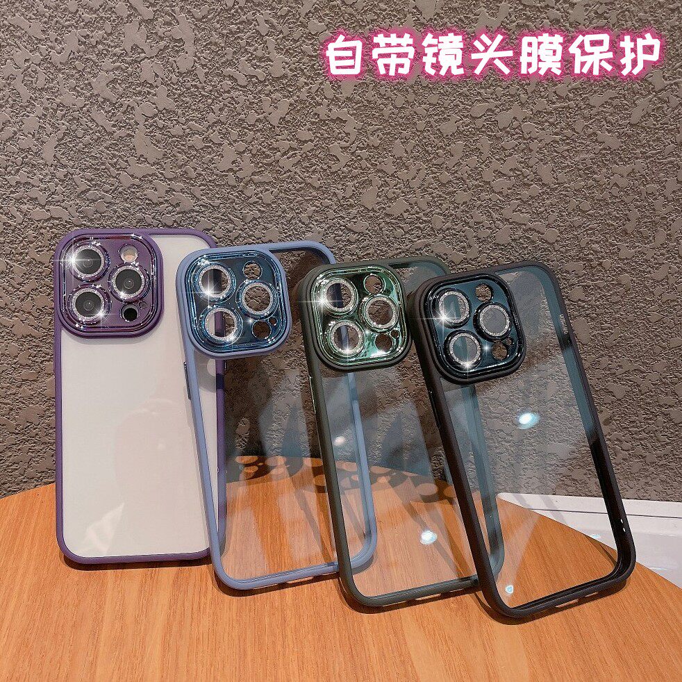 闪钻镜头膜苹果14pro手机壳高端iPhone14promax简约透明紫色13pro
