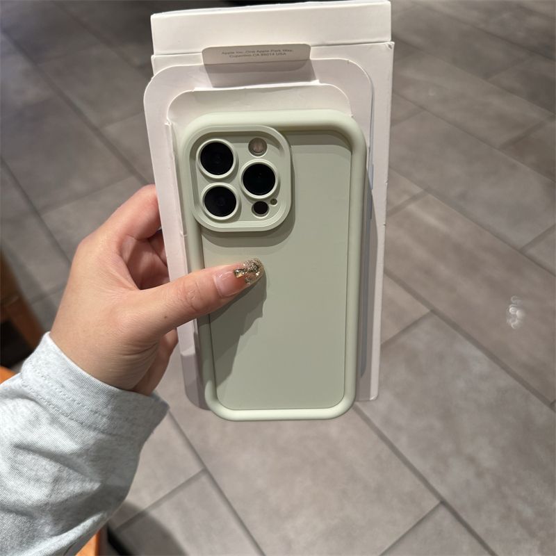 高级感薄荷曼波绿适用iphone15pro手机壳苹果15promax新款11纯色12pro肤感13/14全包防摔xs硅胶r保护套男女款