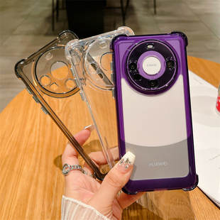 超强防摔气囊适用华为mate60pro手机壳新款 超薄套小众男高档 女带镜头膜全包mate60高级感高透透明硅胶m60pro
