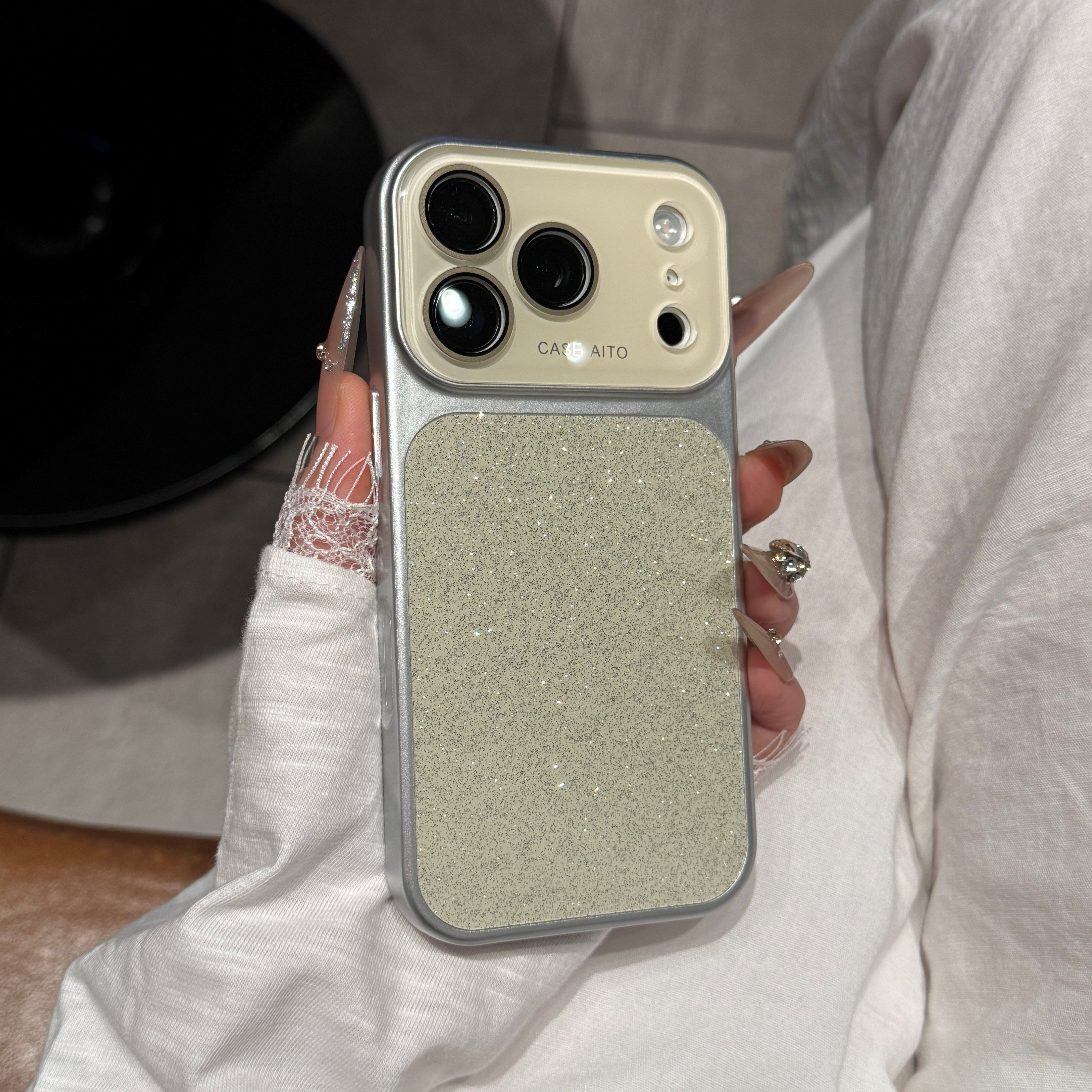 ins高颜值闪粉带拍照按键适用iPhone17promax手机壳大视窗镜头膜苹果16promax网红女15全包14好看防摔保护套
