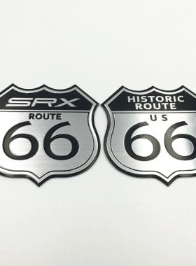 适用于凯迪拉克SRX车贴 66号公路纪念车标贴 车尾标贴铝合金车贴