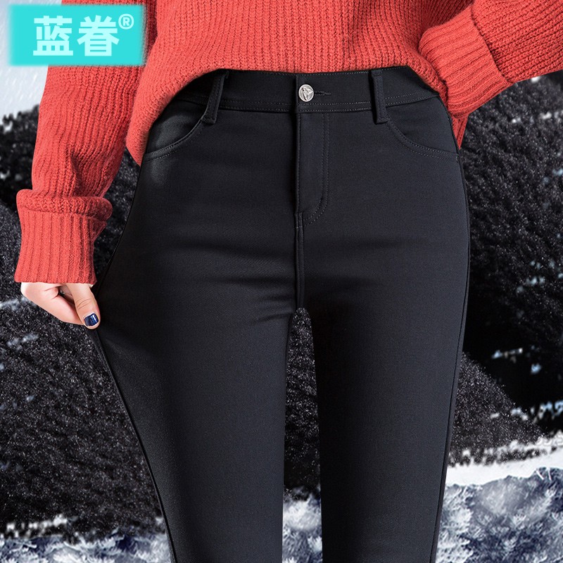 打底裤女外穿春秋2025新款爆款黑色加绒加厚弹力紧身小脚小黑裤子