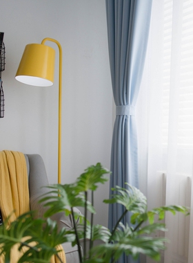 北欧全遮光纯色窗帘定制成品现代简约美式客厅卧室落地窗飘窗