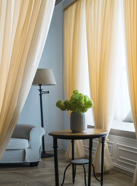 窗帘纱帘布简约现代窗纱布料飘窗落地白色沙遮光定制成品阳台纱帘