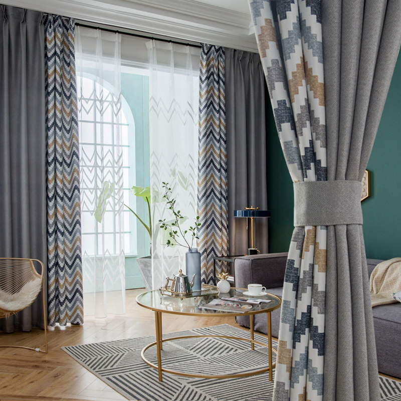 简约窗帘成品遮光北欧几何风格