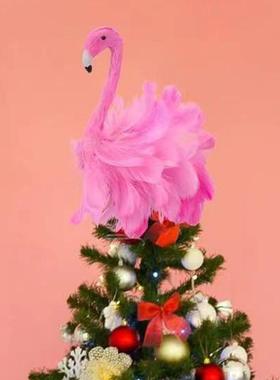 火烈鸟真羽毛头饰万圣节装饰罢件