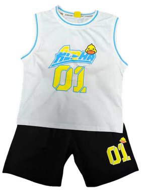 清仓小黄鸭夏季男童速干套装背心短裤两件套