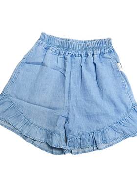 夏季女童荷叶边牛仔短裤薄款