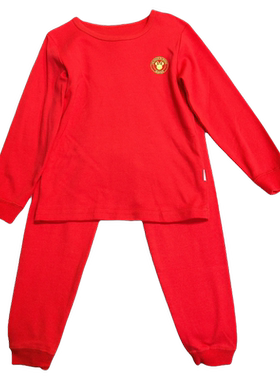 迪秋季女童家居服套装红色秋衣秋裤