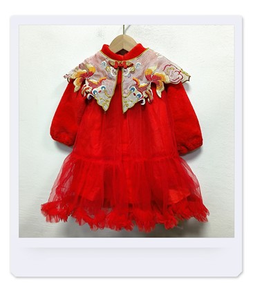 安米莉秋冬女童小童连衣裙中式新年装