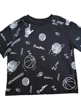 豆豆衣橱夏季男童小童印花短袖T恤