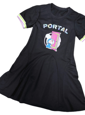 多拉a梦夏季女童短袖连衣裙