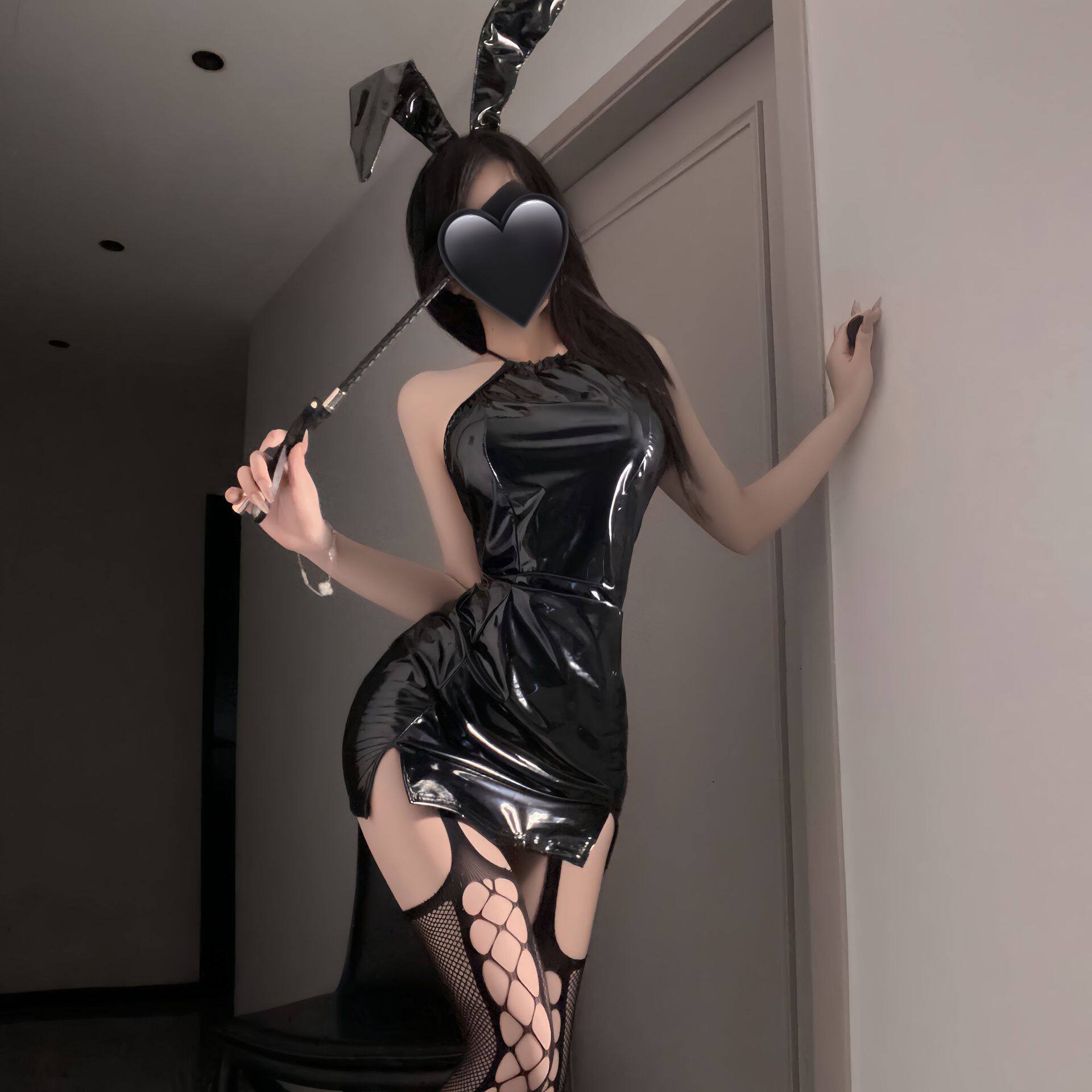 cutie性感漆皮恶魔包臀裙紧身显瘦吊带夜店制服纯欲辣妹内衣恶魔
