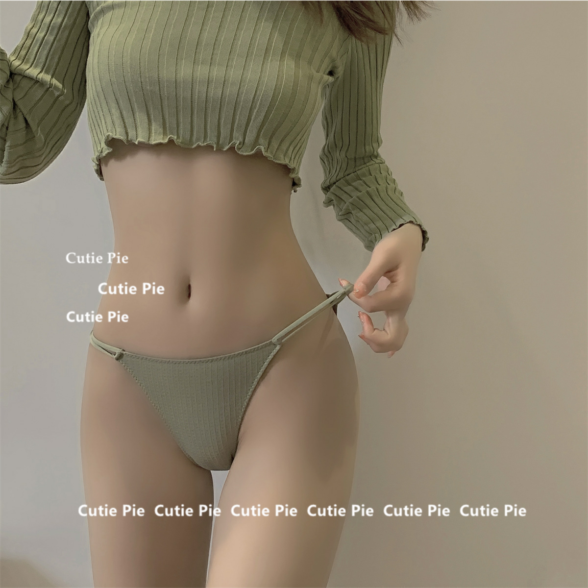 cutie：运动baby 欧美运动风镂空性感内裤纯棉无痕低腰三角裤