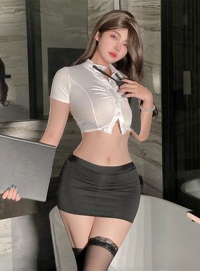 cutie做你的猫禁欲秘书长*日常紧身白衬衫显瘦黑色包臀裙制服女