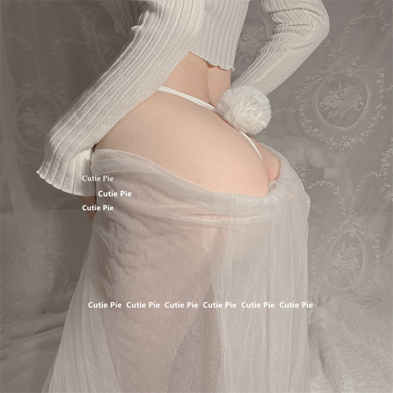 cutie：性感内裤可爱毛球丁字裤可爱胖次日系学生T裤纯色制服cos