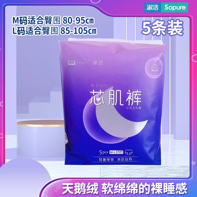 淑洁亲近芯肌裤安心裤安睡裤女性裤型卫生姨妈巾经期夜用L码15片