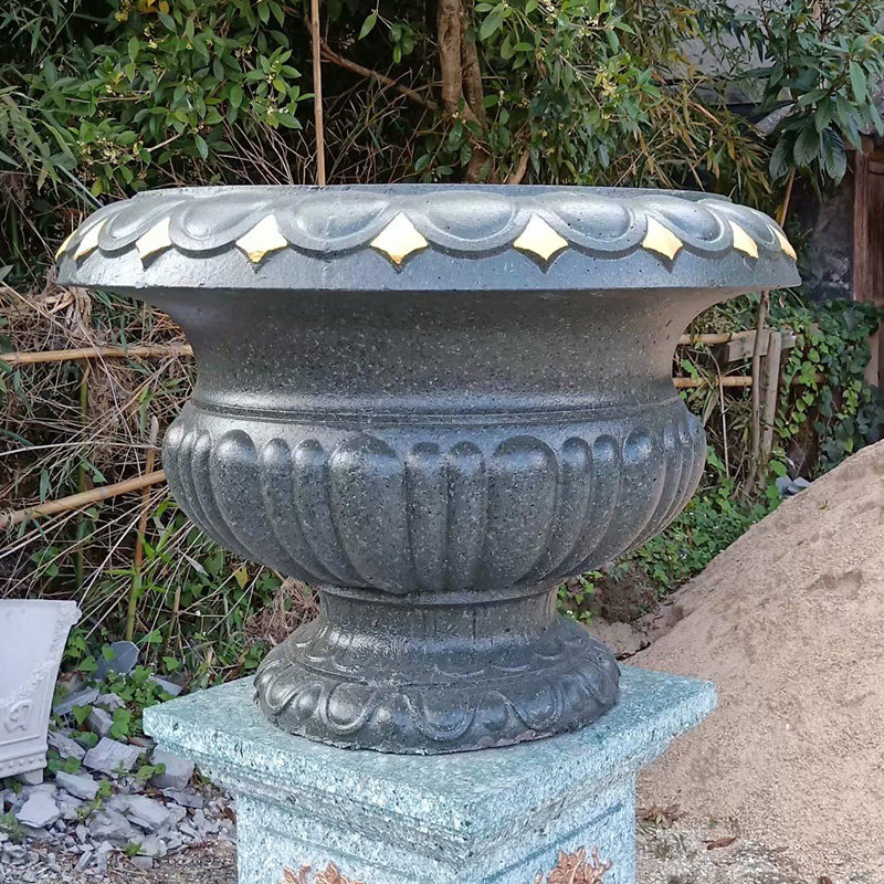 欧式大号塑钢花纹圆形水泥花盆模具塑料花盆磨具盆栽底部灌浆自制