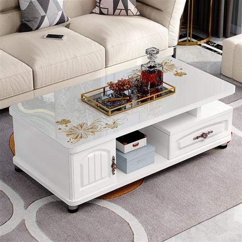 欧4圆角茶几简约现代电视柜茶化组合小户型钢几玻璃茶桌桌子客厅
