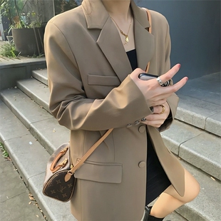 显瘦学生女小西服春秋休闲韩版外套2026中长款新款宽松上衣西装女