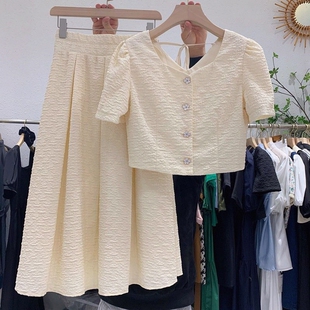 小香风女装两件套大码2026年半身裙夏季女连衣裙新款套装显瘦洋气