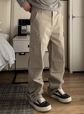 DSRG美式斜纹弹力碳素磨毛多口袋水洗工装裤休闲直筒伞兵裤长裤男