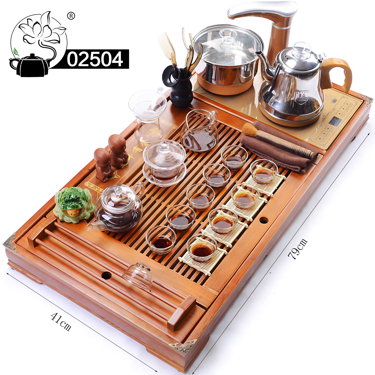 025红年年有余实木茶盘茶海道原矿紫砂功夫茶具套装送礼电磁炉