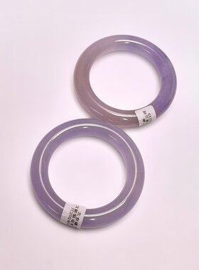 清代老坑翡翠手镯紫罗兰手镯一对 宫廷古玩收藏古董老货旧货捡漏