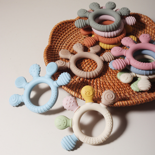 宝宝食品级硅胶手握牙胶咬咬乐婴儿口欲期多个磨牙点磨牙玩具咬胶