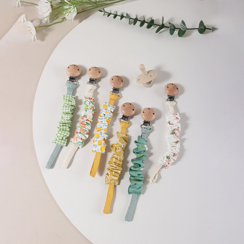 宝宝复古碎花微弹力奶嘴链 婴儿百搭小清新安抚奶嘴防掉链