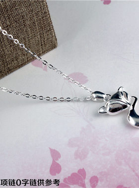 990纯银项链女可爱狐狸吊坠短款