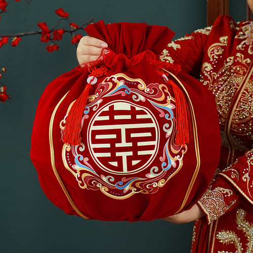 结婚包袱皮一对女方陪嫁聚宝盆袋