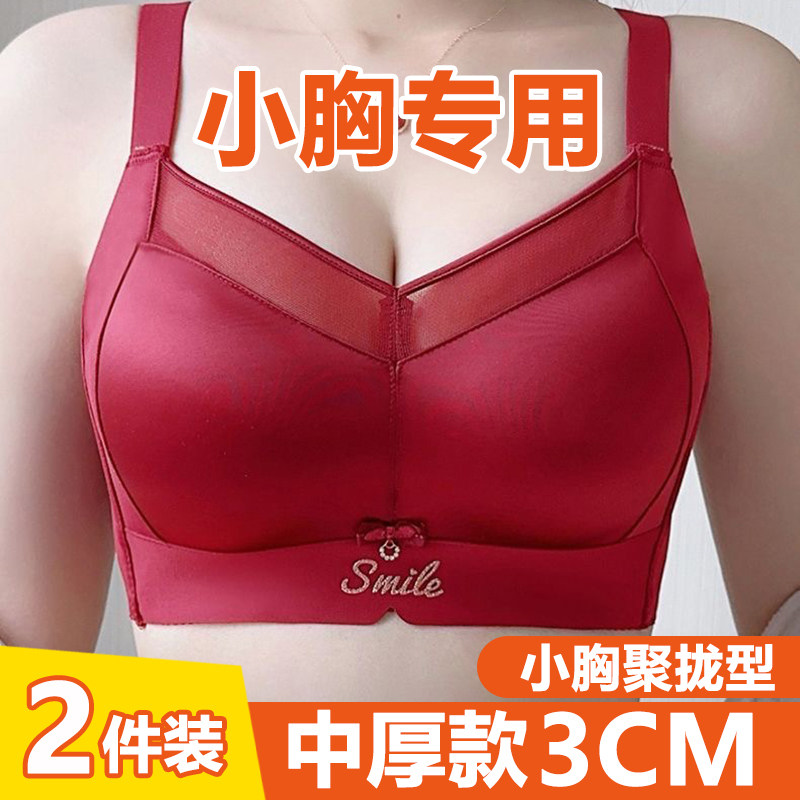 四排扣聚拢文胸罩调整型防下垂上托小胸显大粉底液无磁中厚内衣女
