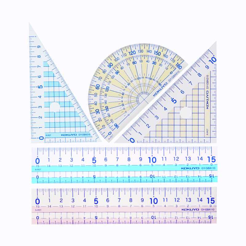 日本国誉学生直尺量角器三角尺套装 不易折断柔韧性好 左右手通用