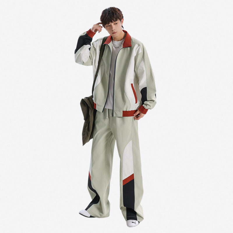 裴乐日系时尚男款运动休闲套装帅气美式棒球服立领速干户外套装