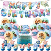 海洋动物主题生日派对装 sea海洋生日拉旗蛋糕插气球 the 饰 Under