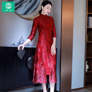风拂旗袍喜婆婆婚宴装嫁女儿妈妈中式旗袍礼服洋气妈妈旗袍