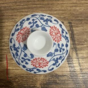 德化白瓷青花三才盖碗盖子泡茶碗单盖子茶具陶瓷配件单卖杯盖8cm