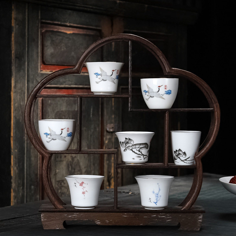 德化白瓷水墨荷花功夫茶杯家用喝茶主人杯罗汉杯个人杯单杯品茗杯,餐饮具,茶杯,淘宝优惠券,粉丝福利购,淘宝优惠卷