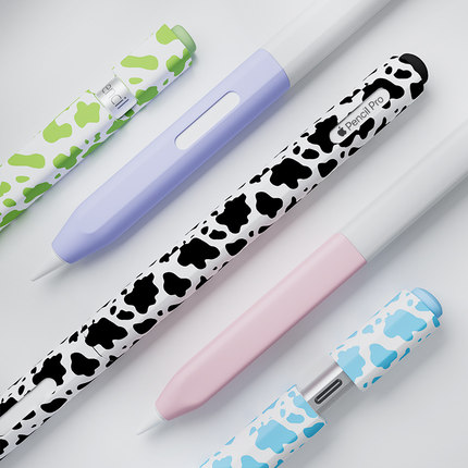 歌丽亚半透明分段式超薄硅胶笔套适用苹果Apple Pencil二代防摔防滑笔握平板一代果冻牛奶纹系列电容手写笔套