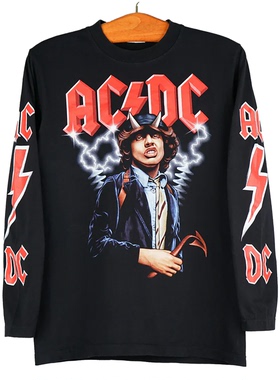 秋季上新ACDC乐队吉他手安格斯·扬Angus Young美式复古男长袖T恤