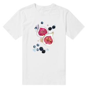 独立设计 原创t恤蓝莓 红龙果水果夏季创意白色纯色男女款短袖T恤