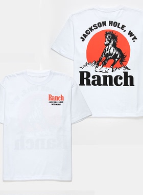 banch jackson hole,wyoming夕阳烈马 文学系列美式休闲直喷短袖T