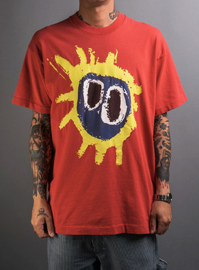 1984英国酸性摇滚Primal Scream原始呼叫乐队美式休闲红色短袖T恤